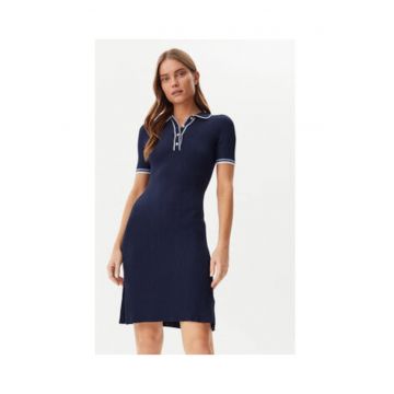 Rochie tricotata scurta cu maneci scurte