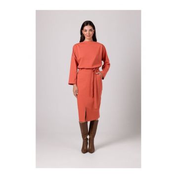 Rochie casual de dama Cadwahan B269 rosu caramiziu - Rosu