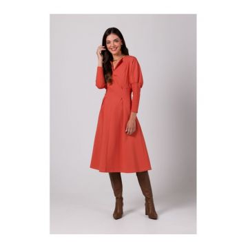 Rochie casual de dama Nanel B273 rosu caramiziu - Rosu