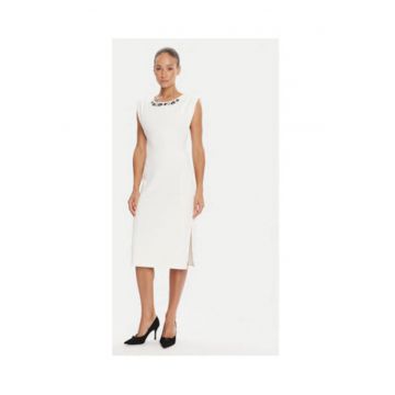 Rochie cocktail Dama -  Alb - poliester - elastan