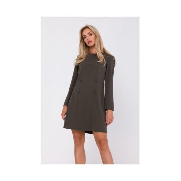 Rochie cu nasturi decorativi acoperiti - Kaki