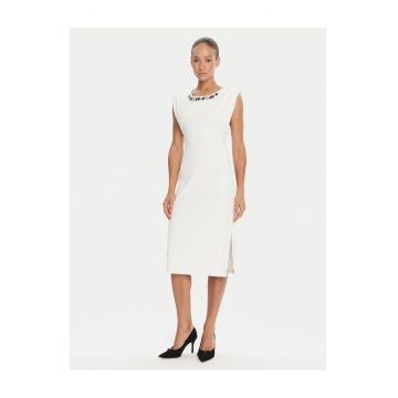 Rochie de cocktail dama  alba - din material elegant -