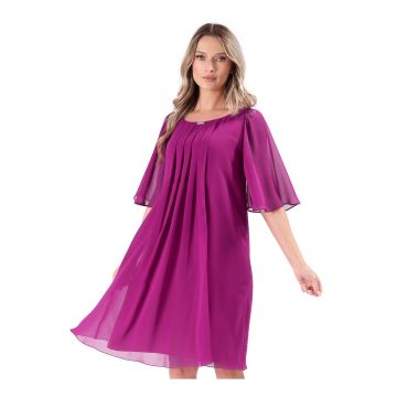 Rochie de ocazie din voal uni cu aplicatie