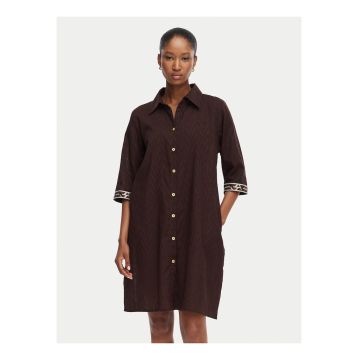 Rochie de plaja Dama -  casual - maneca trei sferturi - maro - bumbac -