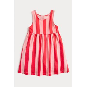 Rochie din bumbac cu dungi - Rosu/Roz
