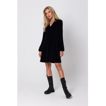 Rochie din velur cu decolteu in V -