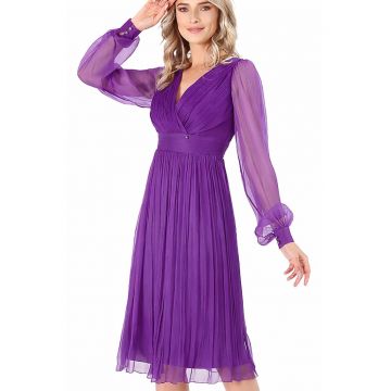 Rochie eleganta din voal de matase naturala - Mov