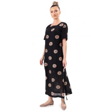 Rochie eleganta lunga din viscoza cu in tip jaquard - Negru