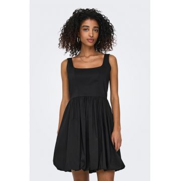 Rochie evazata cu decolteu patrat - Negru