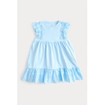 Rochie evazata cu decolteu rotund - Albastru pastel