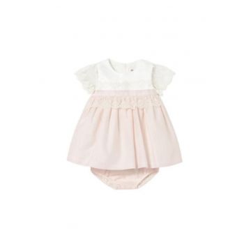 Rochie fete -  eleganta - roz - poliester-bumbac