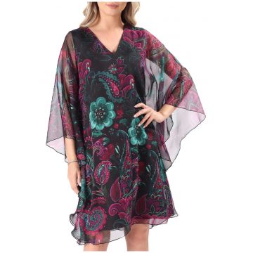 Rochie fluture din voal imprimat digital cu motive