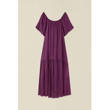Rochie lejera cu decolteu pe umeri - Violet pruna