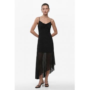 Rochie lunga asimetrica - Negru/Argintiu