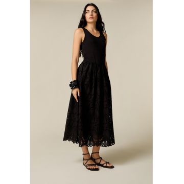 Rochie lunga cu decolteu rotund - Negru