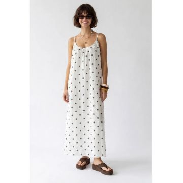 Rochie Maxi A-Line  buline - alb prafuit - casual - captusita