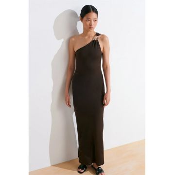 Rochie Maxi Asimetrica -  Eleganta - Negru - 93% nailon - 7% elastan