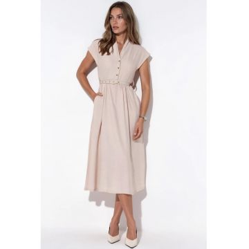 Rochie Maxi  casual - cu cordon - bej natural - poliester
