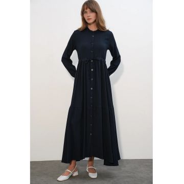 Rochie Maxi  Casual - Floral - Albastru Marin - 100% viscoza