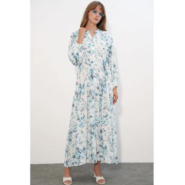 Rochie Maxi -  Casual - Multicolor - Etnica - Maneca lunga - 100% viscoza