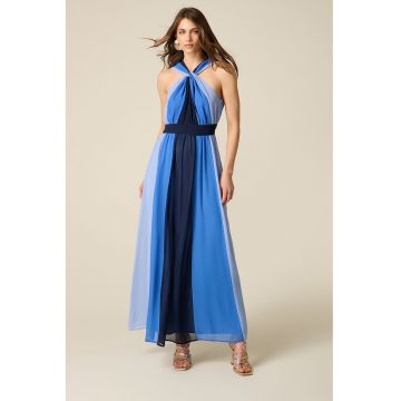 Rochie maxi cu croiala evazata - fara maneci - Albastru
