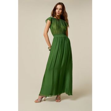 Rochie maxi cu pliuri - Verde iarba
