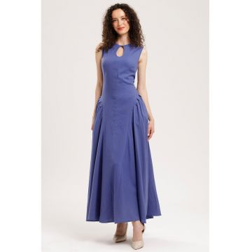 Rochie maxi din in - Albastru indigo