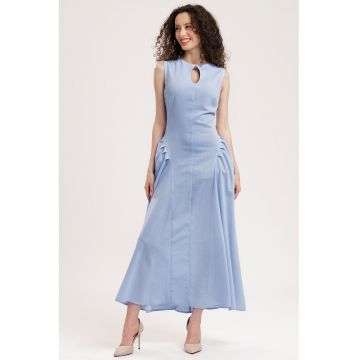 Rochie maxi din in - Albastru pastel