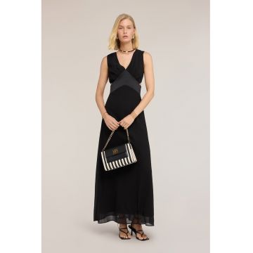 Rochie maxi fara maneci cu croiala dreapta si decupaje - Negru