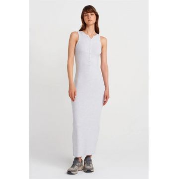 Rochie Maxi -  Gri deschis - Casual - Amestec de bumbac