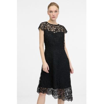 Rochie midi asimetrica brodata - Negru