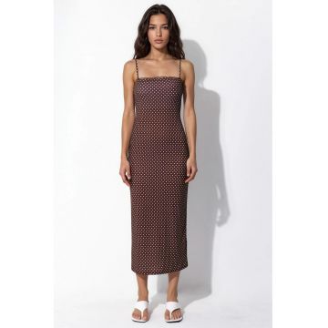 Rochie midi -  buline - maro - poliester/elastan -