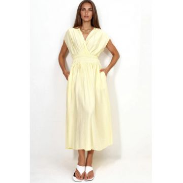 Rochie Midi -  Casual - Galben Lamaie - 100% poliester