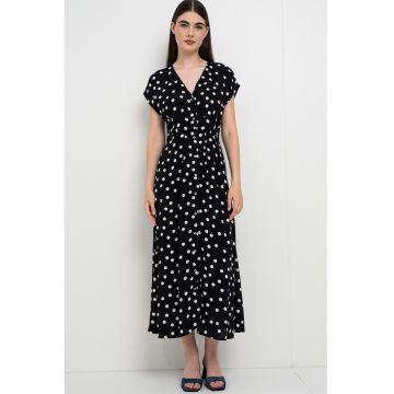 Rochie midi cu buline - Negru/Alb optic