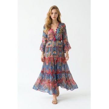 Rochie midi cu decolteu cache-cour Elara