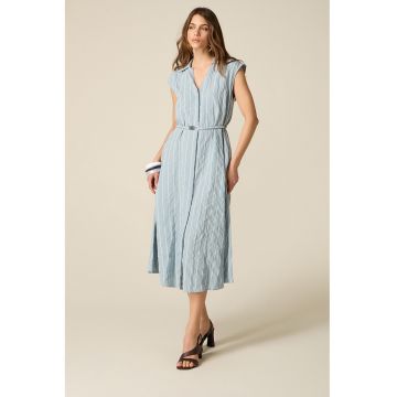Rochie midi cu dungi - Albastru deschis