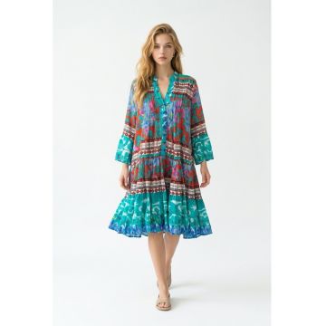 Rochie midi din bumbac imprimat