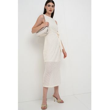 Rochie midi din dantela crosetata - Crem