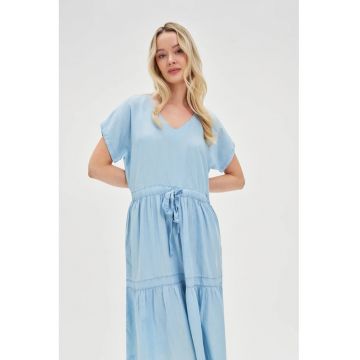 Rochie midi din lyocell albastra - Albastru