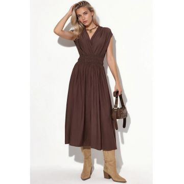 Rochie Midi Femei -  Casual - Maro Mocha - Elastic - 100% poliester