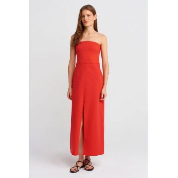Rochie Midi -  Femei - Elegant - Rosu - Bumbac - Poliamida - Elastan