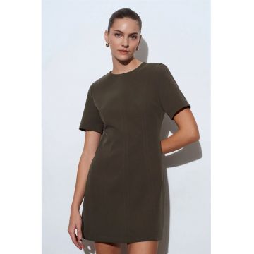 Rochie mini -  casual - fermoar - verde masliniu - femei