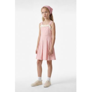 Rochie mini cu pliuri - Roz pastel
