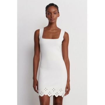 Rochie Mini Femei -  Alb - Brodata - Casual - Fara inchidere - Viscoza si Poliamida - One Size
