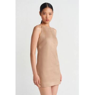 Rochie Mini Femei  Eleganta - Fara Maneci - Tan Natural - Poliester