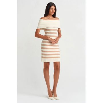 Rochie mini -  mulata - crem/bej - viscoza/poliester/poliamida -