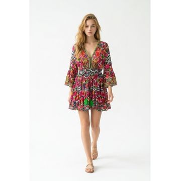 Rochie scurta din bumbac imprimat