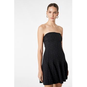 Rochie scurta fara maneci - Negru/Argintiu