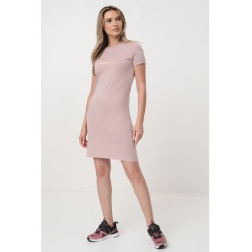 Rochie-tricou din amestec de modal cu logo - Auriu/Roz prafuit