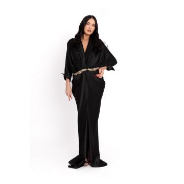Rochie-caftan cu detalii metalice - Negru